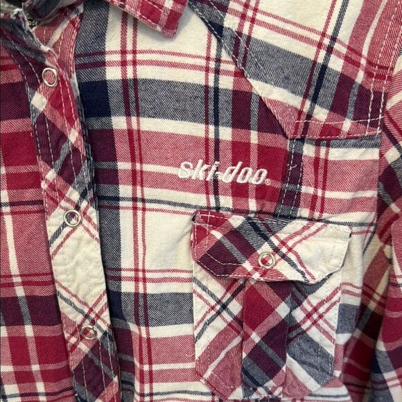 Ski-Doo team Red and Blue Plaid Button-Up Shirt Sz M - Picture 3 of 7